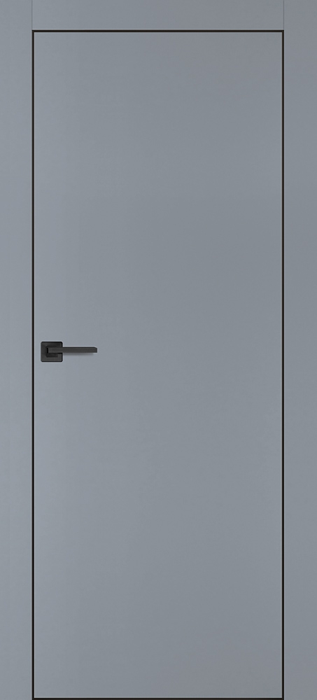Фото Межкомнатная дверь PX-1 черная кромка с 4-х ст. Серый матовый