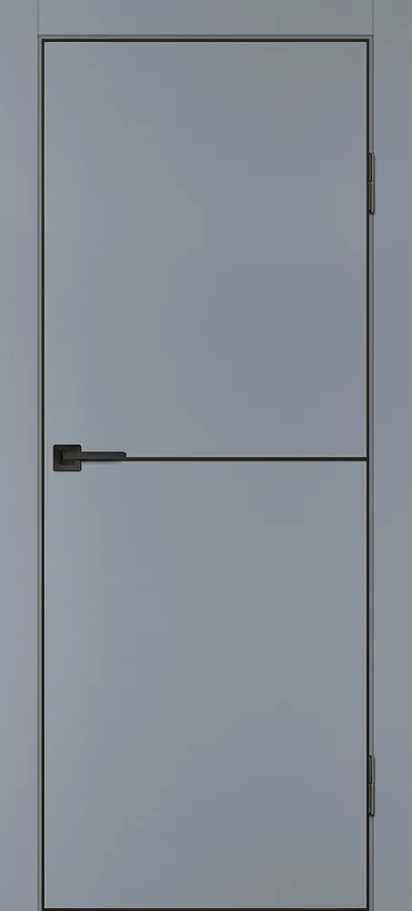 Фото Межкомнатная дверь P-19  черный молдинг PET,  кромка ABS черная c 4-х ст. Серый матовый