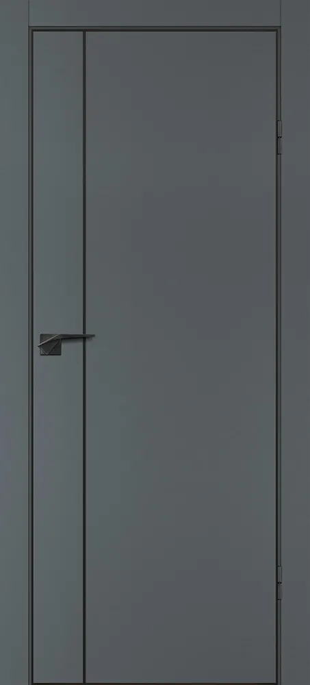 Фото Межкомнатная дверь P-21  черный молдинг PET,  кромка ABS черная c 4-х ст. Графит матовый