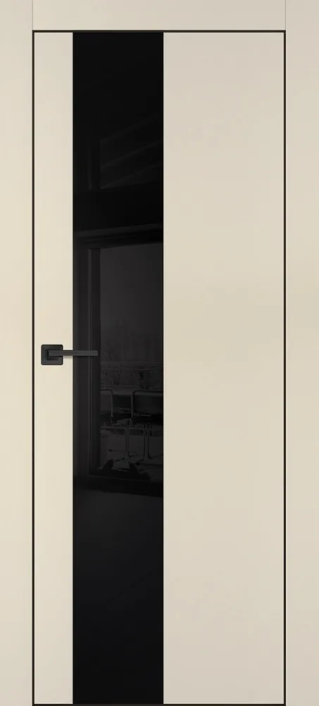 Межкомнатная дверь PX-6 черная кромка с 4-х ст. Бежевый матовый