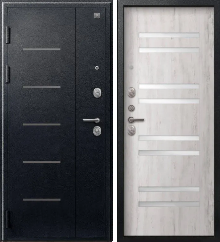 Фото Дверь V-07 Черный муар - Дуб пепельный DIS007350