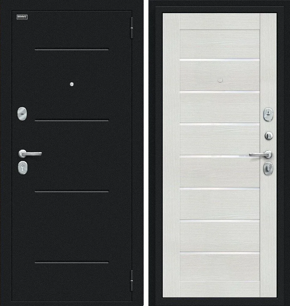Фото Дверь Браво Техно Букле черное/Bianco Veralinga DIS006759